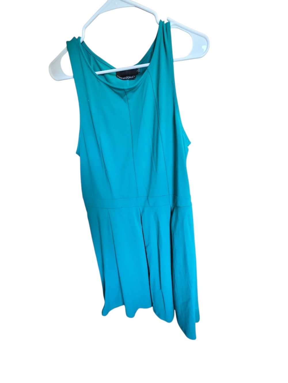 🔴Cynthia Rowley Teal Sleeveless Fit-and-Flare Dress - Picture 4 of 5